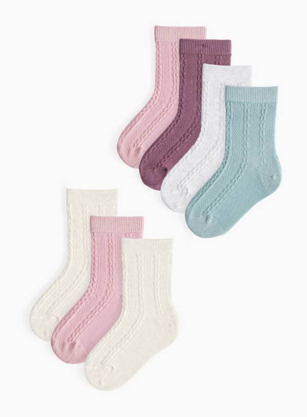 Cable Ankle Socks 7 Pack 9-12 Infant